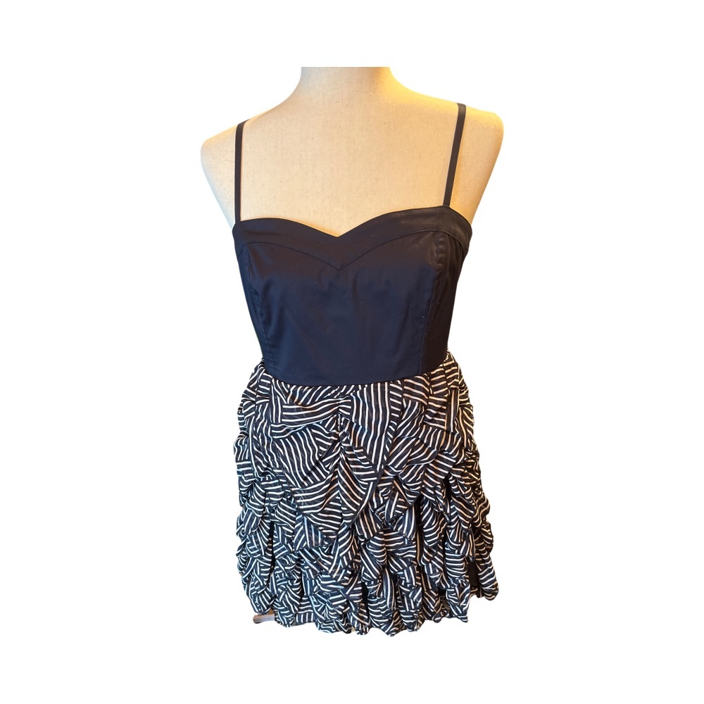 H&M blue spaghetti strap ruffle party dress 8